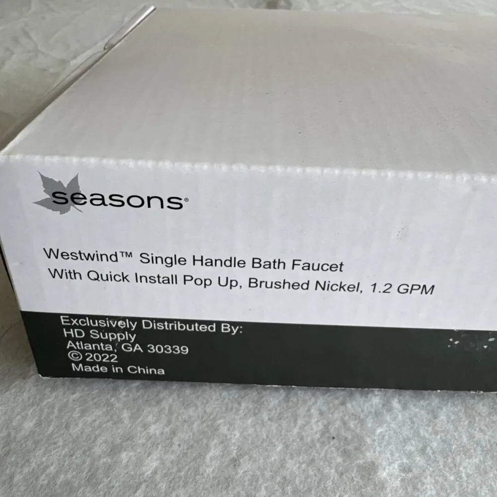 Handle Bath Faucet Seasons Westwind W/Quick Install Pop Up Brushed Nickel